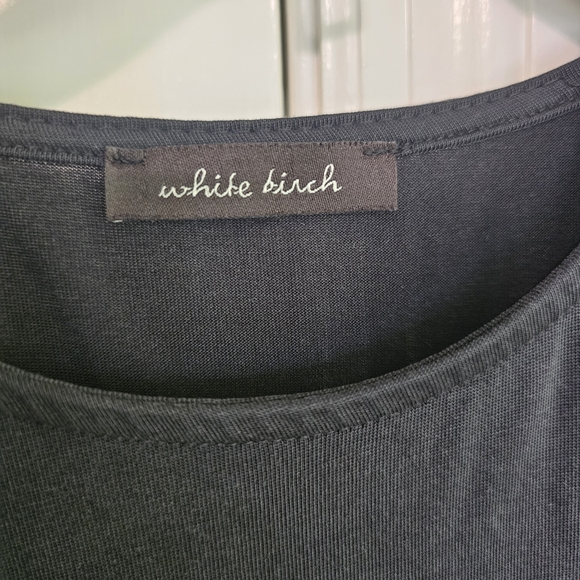 White Birch Black Midi Dress Crew Neck Short Sleeve - Picture 3 of 3